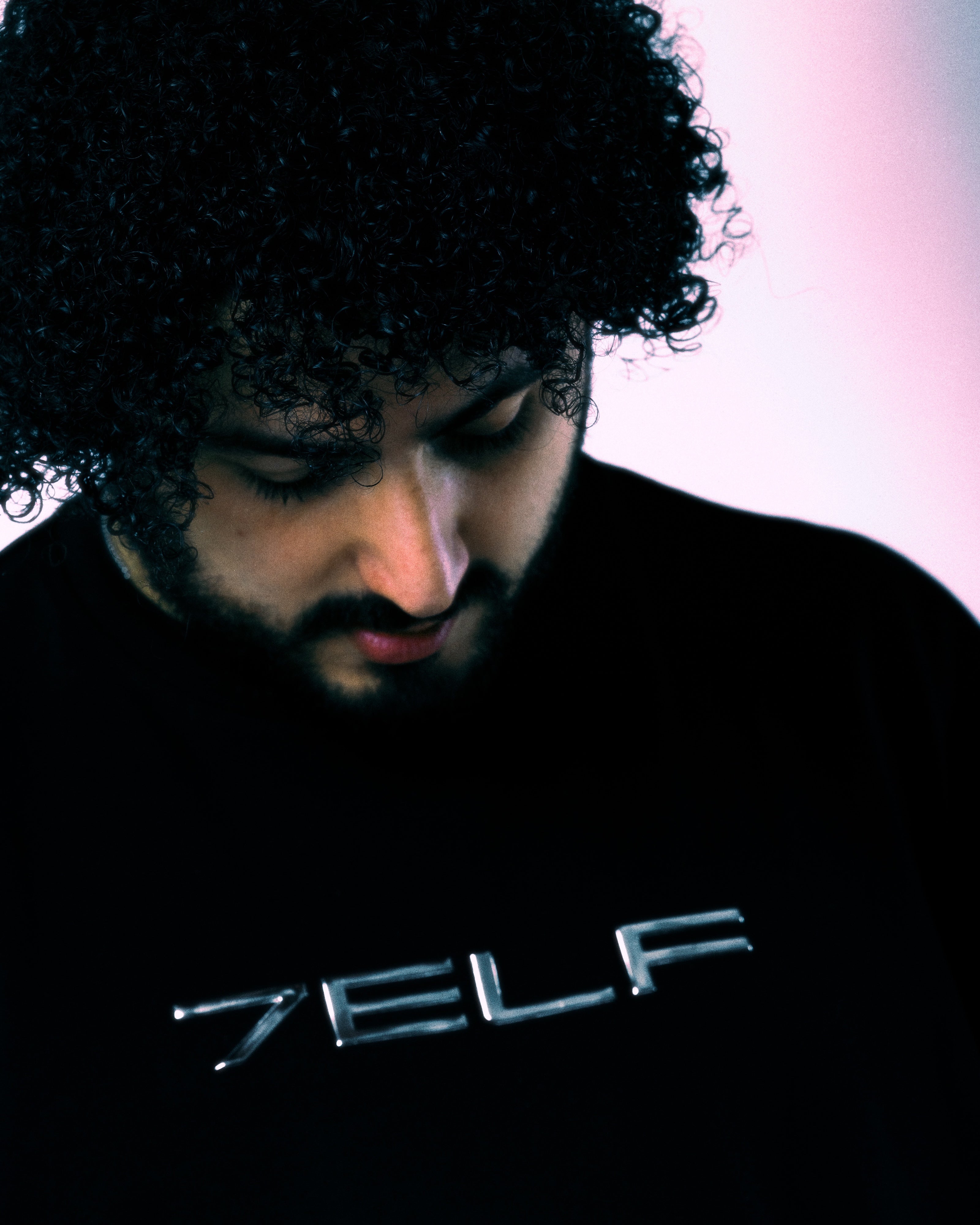 Oversized T-shirt with 3D Chrome Logo - Black