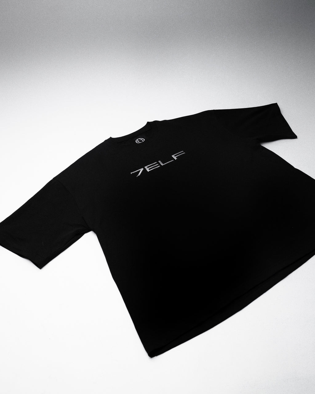 Oversized T-shirt with 3D Chrome Logo - Black