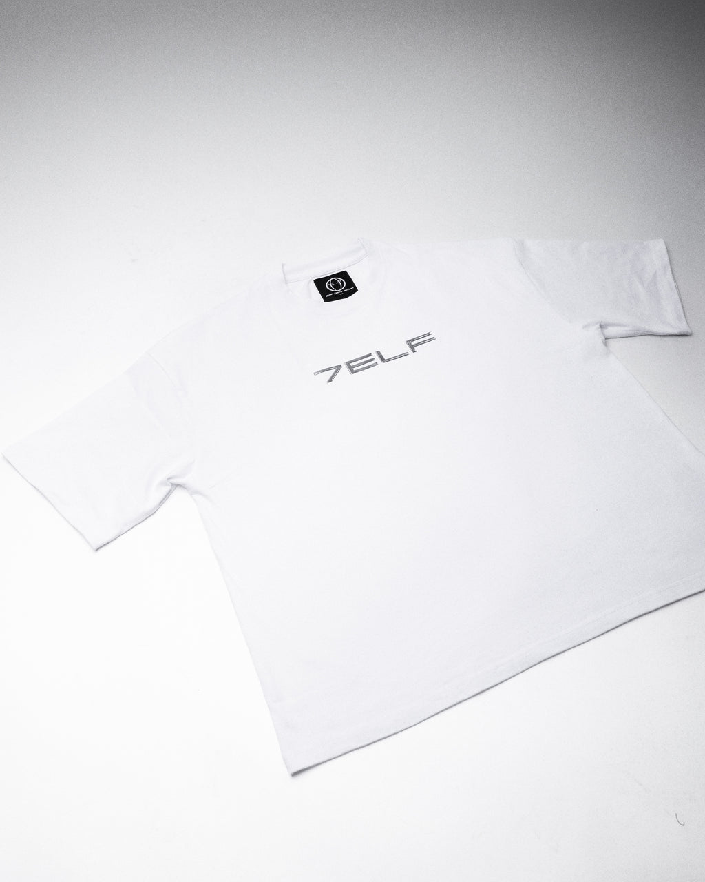 Oversized T-Shirt with 3D Chrome Logo - White