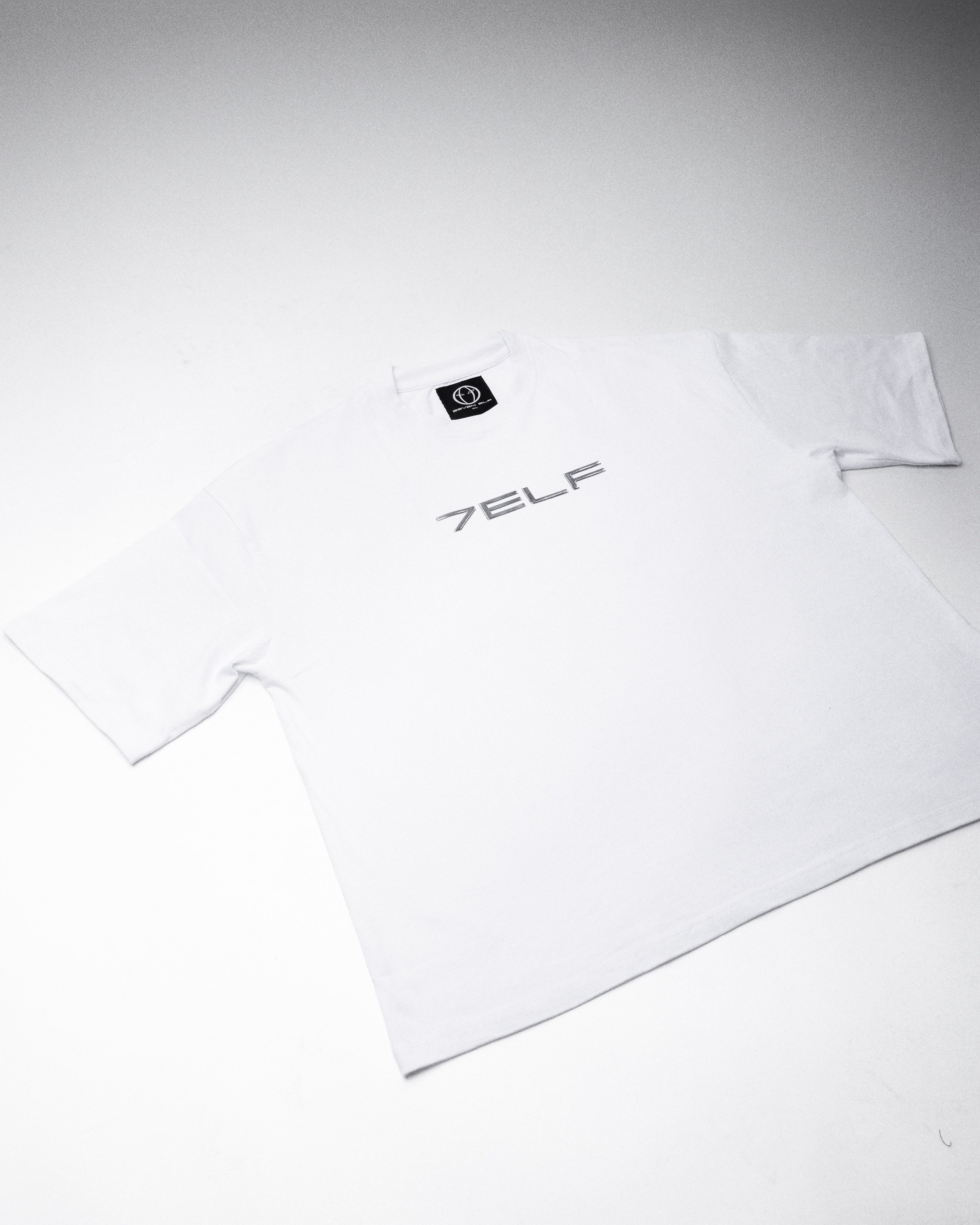 Oversized T-Shirt with 3D Chrome Logo - White