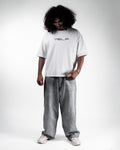 Oversized T-Shirt with 3D Chrome Logo - White